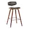 Armen Living Fox 25.5" Counter Height Brown Faux Leather and Walnut Wood Mid-Century Modern Bar Stool LCFOBAWABR26 - alternate 1